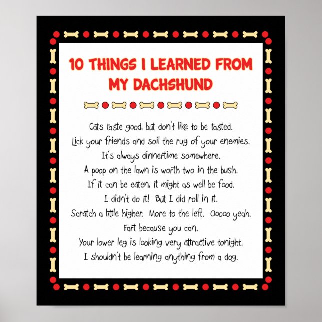 Funny Things I Learned From My Dachshund Poster (Front)