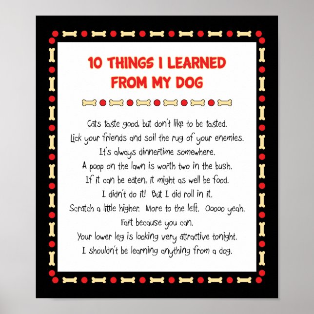 Funny Things I Learned From My Dog Poster (Front)