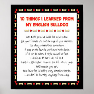 Funny Things I Learned From My English Bulldog Poster