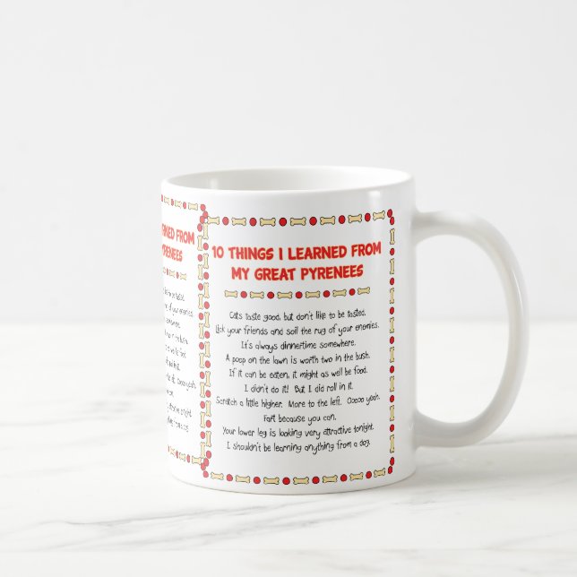 Funny Things I Learned From My Great Pyrenees Coffee Mug (Right)