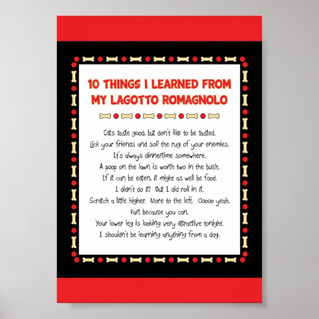 Funny Things I Learned From My Lagotto Romagnolo Poster (Front)