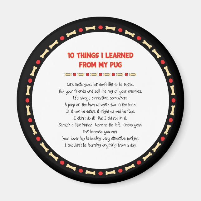 Funny Things I Learned From My Pug Magnet (Front)
