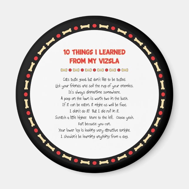 Funny Things I Learned From My Vizsla Magnet (Front)