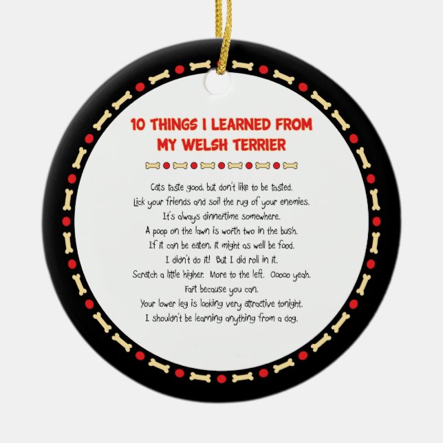 Funny Things I Learned From My Welsh Terrier Ceramic Tree Decoration (Front)