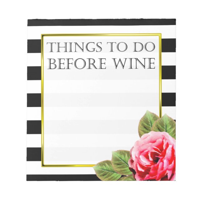 Funny Things To Do Before Wine Notepad (Front)