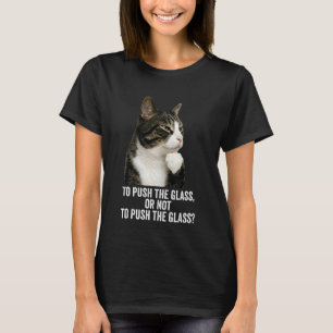 Funny Thinking Cat - Push The Glass Long Sleeve T-Shirt