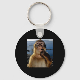 Funny Thinking Monkey Meme Curious Ape Brainrot Gi Key Ring