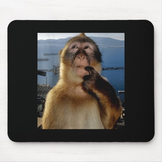 Funny Thinking Monkey Meme Curious Ape Brainrot Gi Mouse Mat (Front)