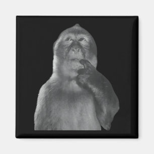 Funny Thinking Monkey Meme Curious Ape Brainrot Magnet