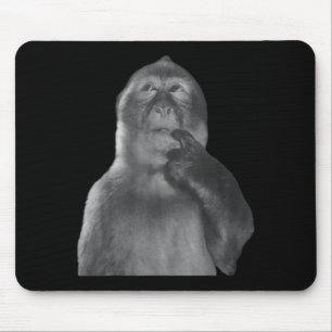Funny Thinking Monkey Meme Curious Ape Brainrot  Mouse Mat