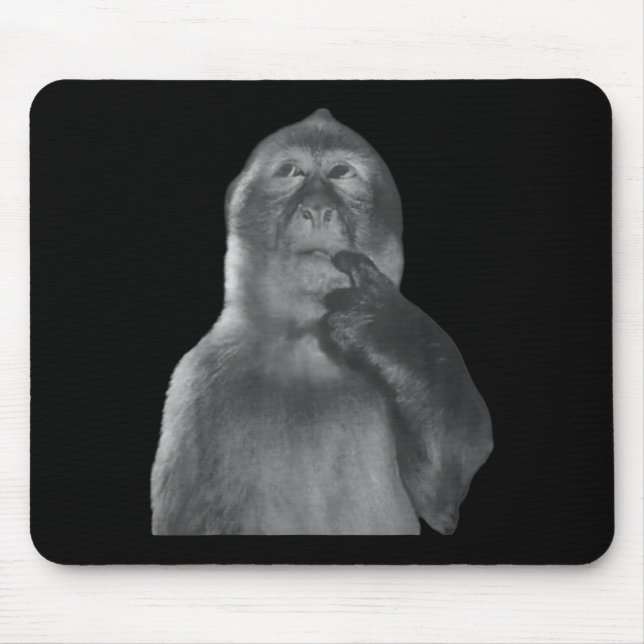 Funny Thinking Monkey Meme Curious Ape Brainrot  Mouse Mat (Front)