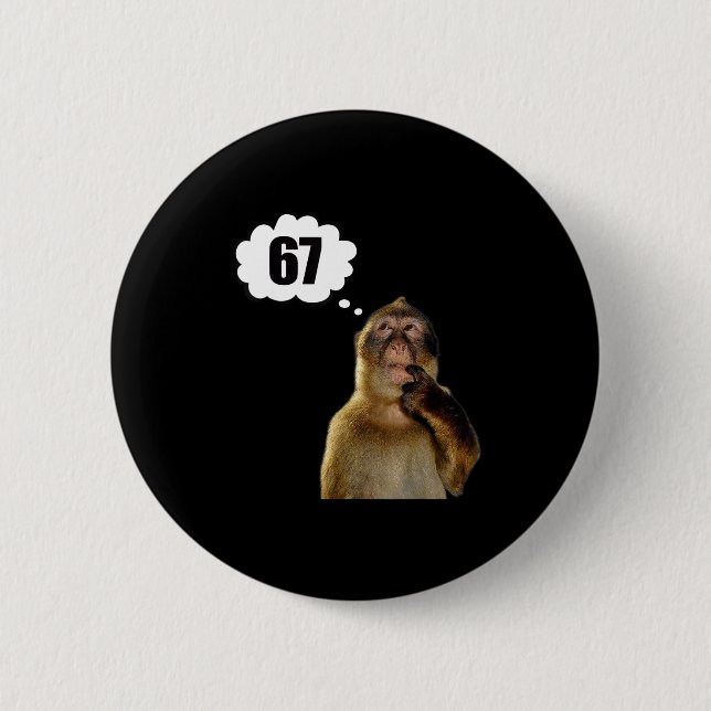 Funny Thinking Monkey Meme Six Seven 6 7 Meme  Cm Round Badge (Front)