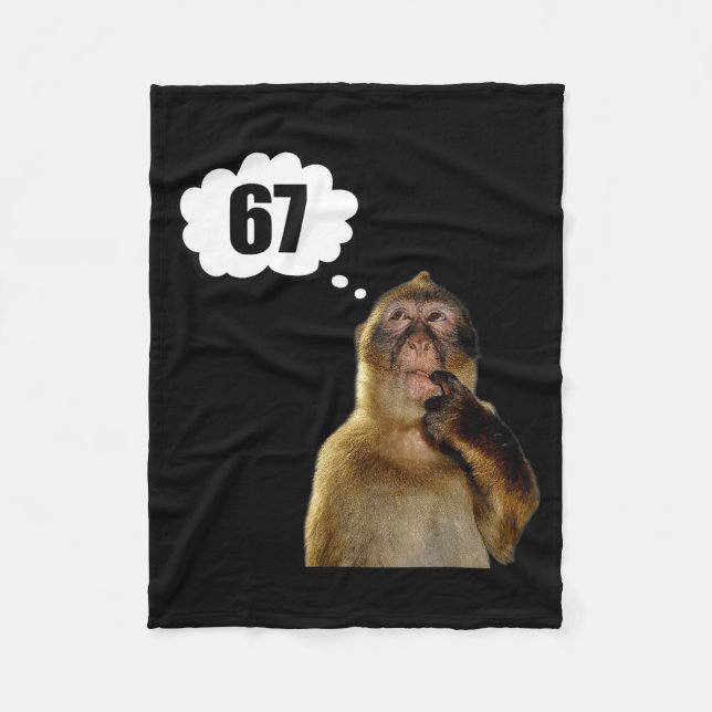 Funny Thinking Monkey Meme Six Seven 6 7 Meme  Fleece Blanket (Front)