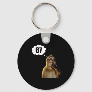 Funny Thinking Monkey Meme Six Seven 6 7 Meme  Key Ring