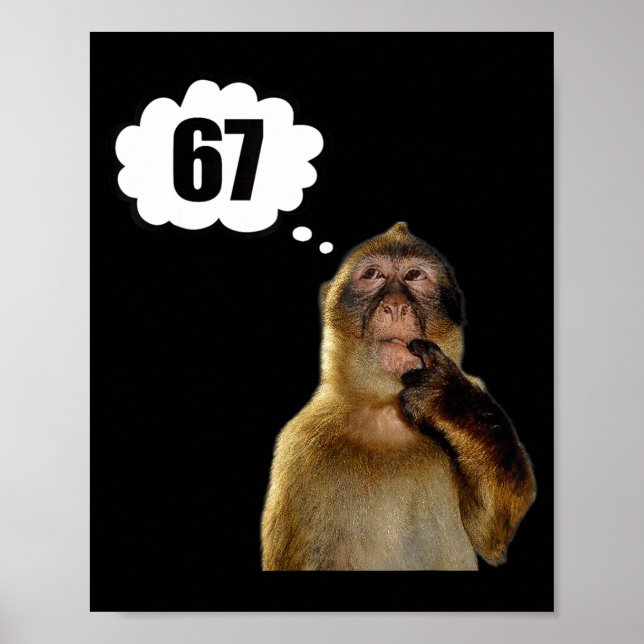 Funny Thinking Monkey Meme Six Seven 6 7 Meme  Poster (Front)