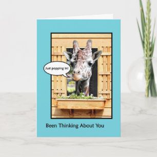 Funny Thinking of You, Cute Giraffe Through Window Card