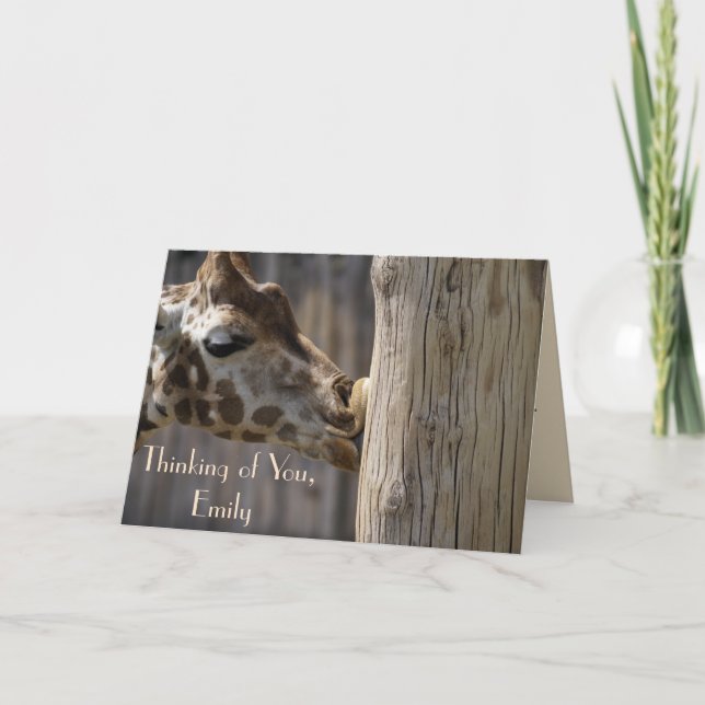 Funny Thinking of You Giraffe Kisses Card (Front)