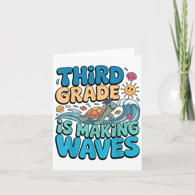 Funny Third Grade Making Waves Beach Teacher Back  Card (Front)