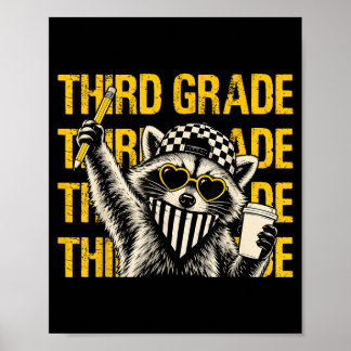 Funny Third Grade Teacher Fvibesl Racoon Back To Poster