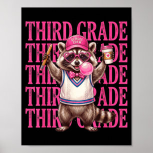Funny Third Grade Teacher Fvibesl Racoon Back To Poster