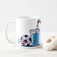 Funny Thirsty Soccer Ball Needing Cold Water Drink