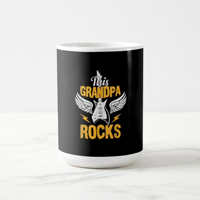 Funny This Grandpa Rocks Music Rock Guitar Coffee Mug (Center)