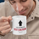 Funny 'This Guy has the Best Girlfriend Coffee Mug<br><div class="desc">Remind your boyfriend just how lucky he is with this hilarious Valentines Day mug! The design features the bold text 'This guy has the BEST GIRLFRIEND, ' and you can personalise it with your name for a fun, thoughtful touch. Perfect for gifting and guaranteed to make him smile every morning....</div>