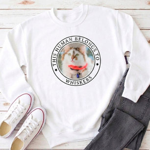 Funny This Human Belongs to Cat Custom Pet Photo Sweatshirt