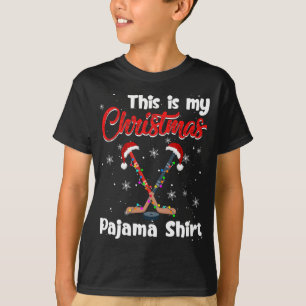 Funny This Is My Christmas Hockey Pajama Xmas Ligh T-Shirt