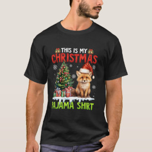 Funny This is My Christmas Pajama Shirt Fox Santa