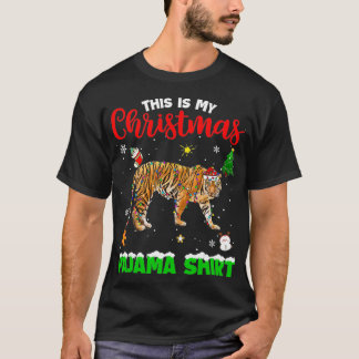Funny This Is My Christmas Pajama  Tiger Red Plaid T-Shirt