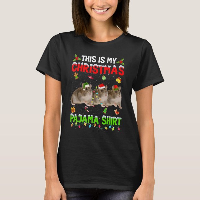 Funny This Is My Christmas Pajama Xmas Hamster Squ T-Shirt (Front)