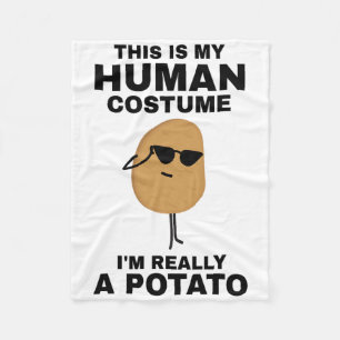 Funny This Is My Human Costume I'm Really A Potato Fleece Blanket