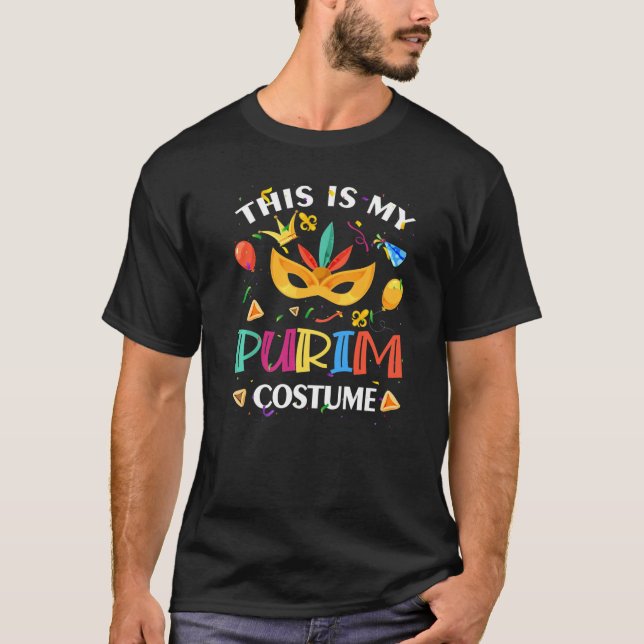 Funny This Is My Purim Costume Mask Hamantash Jewi T-Shirt (Front)