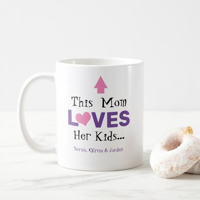 Funny This Mum Mummy Loves Her Kids Coffee Mug (With Donut)