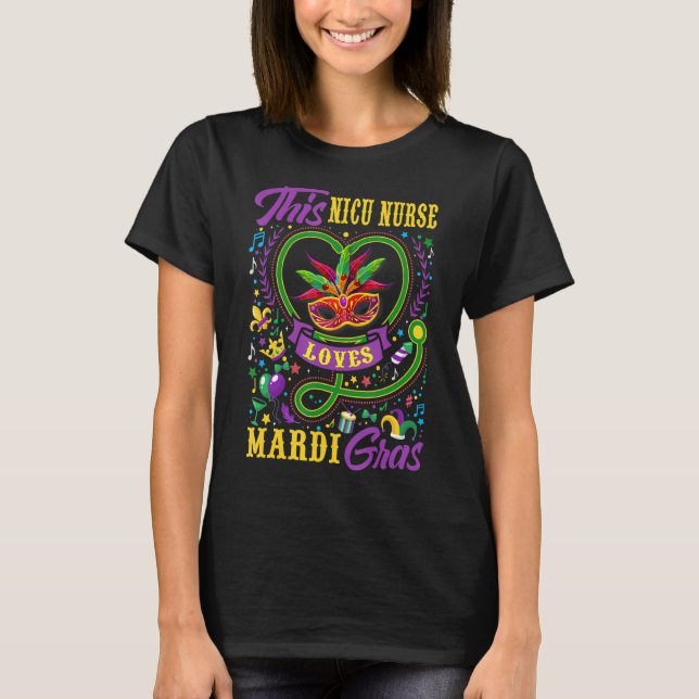 Funny This Nicu Nurse Loves Mardi Gras Crawfish Ca T-Shirt (Front)