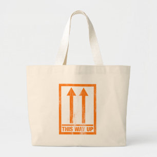 Funny 'This way up' message Large Tote Bag