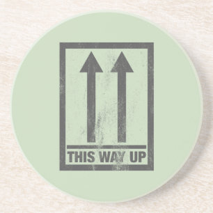 Funny this way up sign coaster
