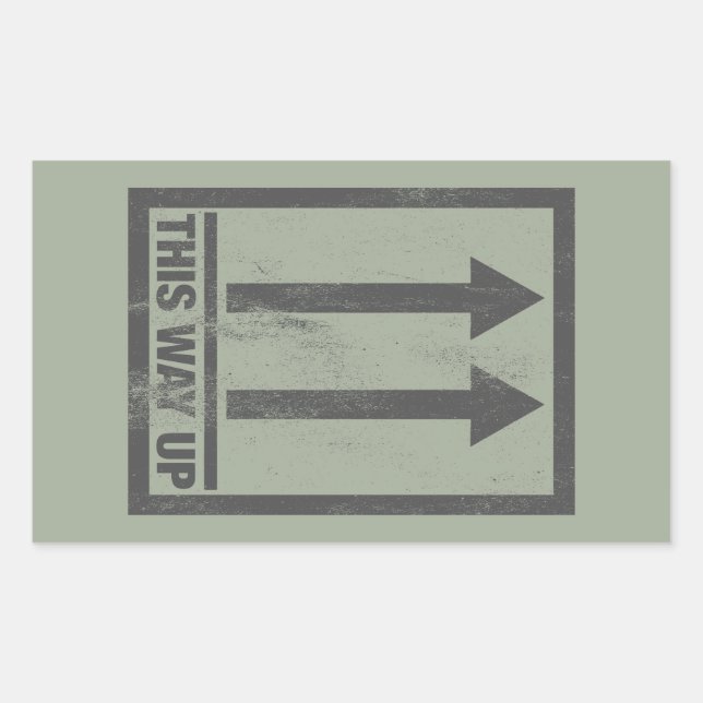 Funny this way up sign rectangular sticker (Front)