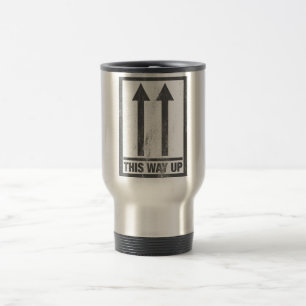 Funny this way up sign travel mug