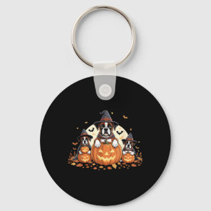 Funny Three Boxer Dogs Pumpkin Women Men Halloween Key Ring
