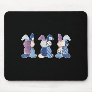 Funny three bunnies patchwork eggs rabbit happyFun Mouse Mat