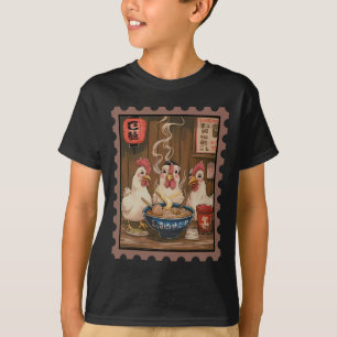 Funny Three Chicken Eating Ramen Noodles Japanese T-Shirt