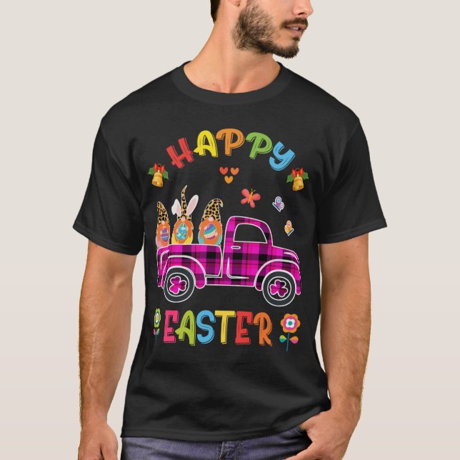 Funny Three Gnomes Holding Egg Happy Easter day tr T-Shirt (Front)