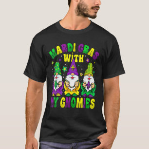 Funny Three Gnomes Mardi Gras Parading With My Gno T-Shirt