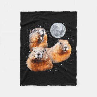 Funny Three Groundhog Moon 3 Groundhog Happy Groun Fleece Blanket