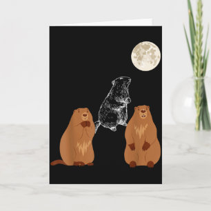 Funny Three Groundhog Moon Groundhog Day Men Women Card