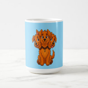 Funny Three Headed Cartoon Dog Graphic Kid T-Shirt Coffee Mug