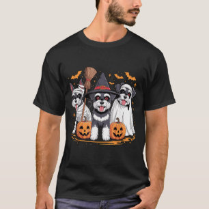 Funny Three Miniature Schnauzer Pumpkin Halloween T-Shirt