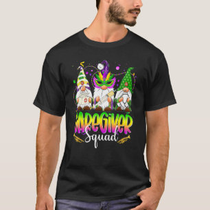 Funny Three Nordic Gnome Caregiver Squad Mardi Gra T-Shirt
